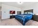 This bedroom features carpet floors, a tv and stand, and a standard sized bed at 47385 Lily Ave, Bennett, CO 80102