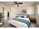 Relaxing bedroom retreat with a ceiling fan, comfortable queen bed, and soothing decor for restful nights at 645 Manhattan Pl # 106, Boulder, CO 80303