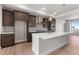 Contemporary kitchen with a large island, pendant lights, and stainless appliances at 14265 Currant St, Broomfield, CO 80020
