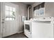 Laundry room with white appliances and a door to the outside at 5001 W Nevada Pl, Denver, CO 80219