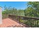 Spacious wooden deck with railing offers lovely views of the surrounding trees and greenery at 2330 S Salem Cir, Aurora, CO 80014