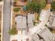 Top-down aerial view highlighting the neighborhood's rooftops, private backyards, and parking areas at 1276 Harrison Ct, Boulder, CO 80303