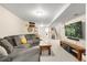 Spacious finished basement with entertainment area and a cozy sectional sofa at 6662 Fonder Dr, Parker, CO 80134