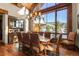 Dining room with a wood table and mountain views at 220 Cottonwood Cir, Breckenridge, CO 80424