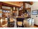 Kitchen with a stone island and a wood ceiling at 220 Cottonwood Cir, Breckenridge, CO 80424