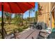Outdoor patio perfect for relaxing and grilling with beautiful natural surroundings at 877 Airport Rd # 19, Breckenridge, CO 80424