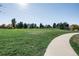 Large grassy field with a playground in the distance and a paved walking path at 6938 E Lake Dr, Centennial, CO 80111