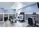 Basement exercise room with treadmill, rowing machine and mounted TV at 18027 Telford Ave, Parker, CO 80134