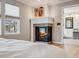 Close up of corner fireplace in main bedroom at 3100 Rockbridge Dr, Highlands Ranch, CO 80129