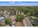 Expansive aerial view of a neighborhood with tree-lined streets, homes, and a distant lake at 1089 S Osceola St, Denver, CO 80219