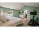 Spacious main bedroom featuring vaulted ceilings and a view of the neighborhood at 1354 Tamarac St, Denver, CO 80220