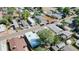 Aerial view of a neighborhood street showing various homes and mature trees at 9021 Rampart St, Federal Heights, CO 80260