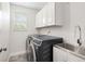 Convenient laundry room featuring modern washer, dryer and sink at 134 S Pontiac St, Denver, CO 80230