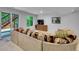 Finished basement with a large sectional couch, access to the backyard, and a TV at 8838 S Dudley St, Littleton, CO 80128