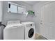 A laundry room with a window, door, utility sink, washer and dryer ready for use at 8838 S Dudley St, Littleton, CO 80128