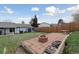 Backyard fire pit with stone patio, ideal for outdoor gatherings and enjoying cozy evenings at 9683 Josephine Pl, Thornton, CO 80229