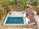 Aerial view of the backyard with two fenced pools at 1330 Conifer Pl, Elizabeth, CO 80107