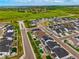 An aerial view shows modern homes nestled in a planned community with manicured lawns and tree-lined streets at 5737 Amarosa Dr, Parker, CO 80134