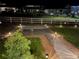Illuminated front walkway showcasing modern landscaping, leading to a welcoming entrance, beautifully lit at night at 5737 Amarosa Dr, Parker, CO 80134