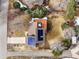 Aerial view of the property with solar panels and a deck at 6770 Ridgeway Cir, Parker, CO 80134