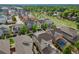 Wide aerial view showcases a residential neighborhood with lush green trees and modern homes at 540 E Fremont Pl, Centennial, CO 80122