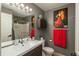 Modern bathroom with sleek vanity, framed mirror, shower, and stylish decor at 3096 W Prentice Ave # G, Littleton, CO 80123
