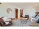 Cozy living room with hardwood floors, a modern rug, and comfortable seating arrangement at 8122 W Woodard Dr, Lakewood, CO 80227