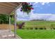 Expansive backyard featuring lush green lawn, view of community, and hanging flower baskets, perfect for outdoor enjoyment at 10609 Chadsworth Ln, Highlands Ranch, CO 80126