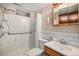 Neutral bathroom design, includes a shower and vanity at 6613 Independence St, Arvada, CO 80004