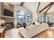 Bright living room featuring a fireplace, large windows offering stunning views, and comfortable seating at 795 Pine Brook Rd, Boulder, CO 80304
