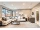 Spacious living room featuring a sectional sofa, coffee table, and bar area with beverage fridge at 795 Pine Brook Rd, Boulder, CO 80304
