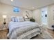 Bedroom featuring warm lighting and an open door to a modern bathroom and stand up shower at 35 Everett St, Lakewood, CO 80226
