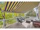 Relaxing deck with retractable awning and wicker furniture with mountain views at 7360 S Owens Ct, Littleton, CO 80127