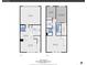 Detailed floorplan showing layout of two floors with dimensions for rooms including the kitchen, living room, and bedrooms at 12793 Leyden St # D, Thornton, CO 80602