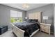 This bedroom features a large window and grey walls, with a plush decorative blanket on the bed at 5301 Clovervale Cir, Highlands Ranch, CO 80130
