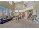 Open-concept living room showcases high ceilings, abundant natural light, and seamless flow to other living spaces at 9315 E Aspen Hill Ln, Lone Tree, CO 80124