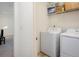 Bright laundry room features modern appliances and ample shelf space for storage at 13725 Ash Cir, Thornton, CO 80602