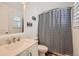 Small bathroom with shower and updated vanity at 6017 Merchant Pl, Parker, CO 80134