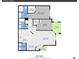 Detailed floorplan showing the layout of the property including the living room, bedrooms and kitchen at 5765 N Genoa Way # 1-103, Aurora, CO 80019