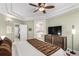 Cozy bedroom features a trey ceiling and a private ensuite bathroom at 23644 E Phillips Pl, Aurora, CO 80016