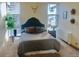 Bedroom featuring a large bed, windows with blinds, and neutral walls at 2500 S York St # 213, Denver, CO 80210