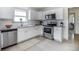 Modern kitchen with stainless steel appliances, granite countertops, and bright white cabinets for a clean, fresh look at 4325 S Cherokee St, Englewood, CO 80110