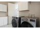 Convenient laundry room with modern washer and dryer units and ample storage cabinets at 10659 Montecito Dr, Lone Tree, CO 80124