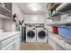 Functional laundry room with modern appliances, ample storage, and organized shelving at 1551 Larimer St # 2704, Denver, CO 80202