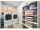 Well-organized laundry room featuring modern appliances and ample storage space at 22227 E Hinsdale Ave, Aurora, CO 80016