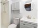 Basement bathroom with shower, toilet, and vanity at 4198 E 117Th Ave, Thornton, CO 80233