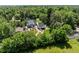 Expansive aerial view of the property, featuring lush greenery, garden, and outdoor patio at 1033 Estes St, Lakewood, CO 80215