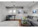 Cozy living room featuring hardwood floors, stylish decor, comfortable gray couch, and a plush rug at 1050 Cherokee St # 403, Denver, CO 80204