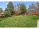 A big backyard boasts lush grass, mature trees, and a wooden fence at 6062 S Emporia Cir, Englewood, CO 80111