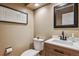 Cozy powder room featuring modern vanity and stylish decor at 6062 S Emporia Cir, Englewood, CO 80111